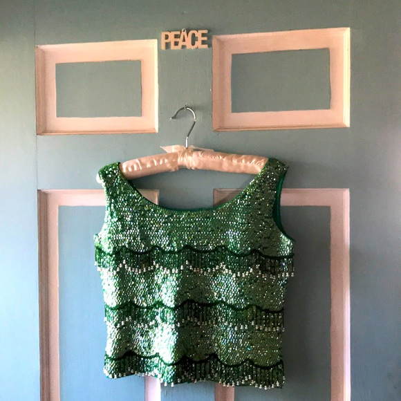 60’s MERMAID beaded/sequined mid century top WOW ! - Picture 2 of 5